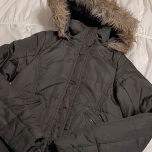 Black puffer coat